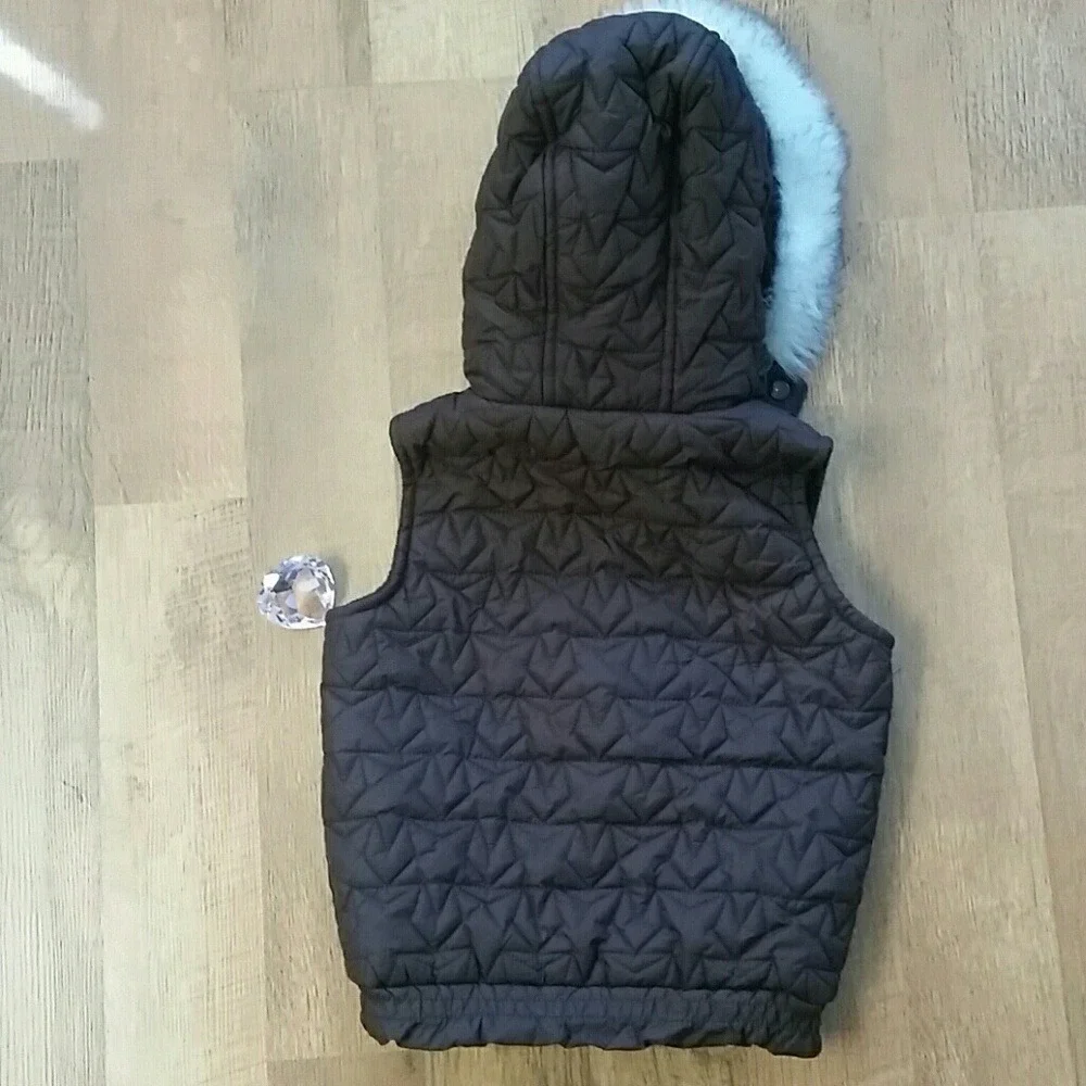 Gymboree Girls‎ 5-6 Faux Fur Hooded Puffer Chocolate Brown Vest